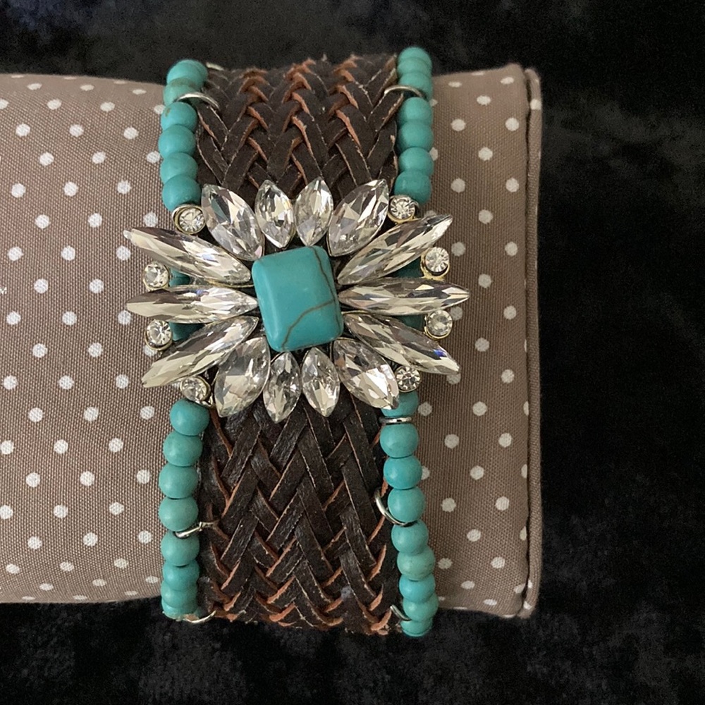 Turquoise and rhinestone bracelet